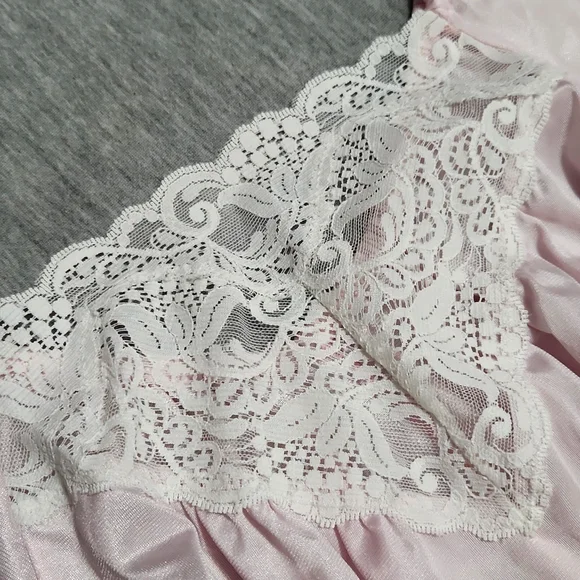 Vintage Union Made Lacey Lingerie Pink Chemise Slip Dress Nightgown - Picture 11 of 12